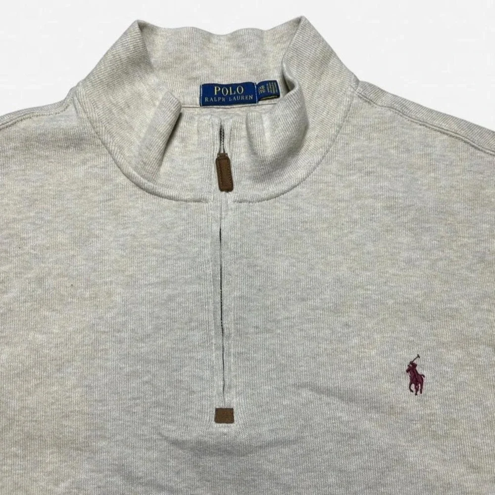 Polo‎ Ralph Lauren Sweater Mens 3XB Gray Pima Cotton Quarter Zip Pullover